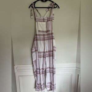 Aerie Striped Jumpsuit in White and Brown